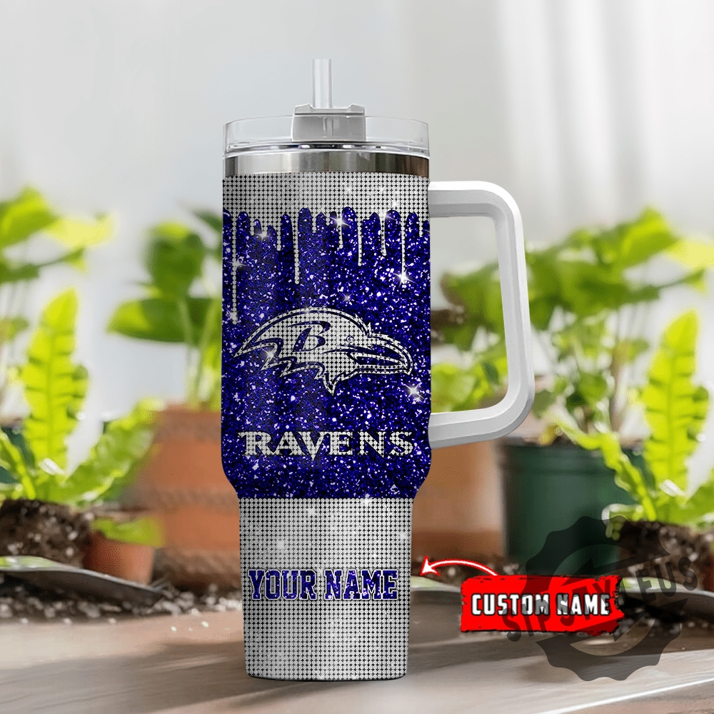 Baltimore Ravens Personalized Nfl Glitter And Diamonds Bling 40Oz Stanley Tumbler 2 Baltimore Ravens Personalized NFL Glitter and Diamonds Bling 40oz Stanley Tumbler
