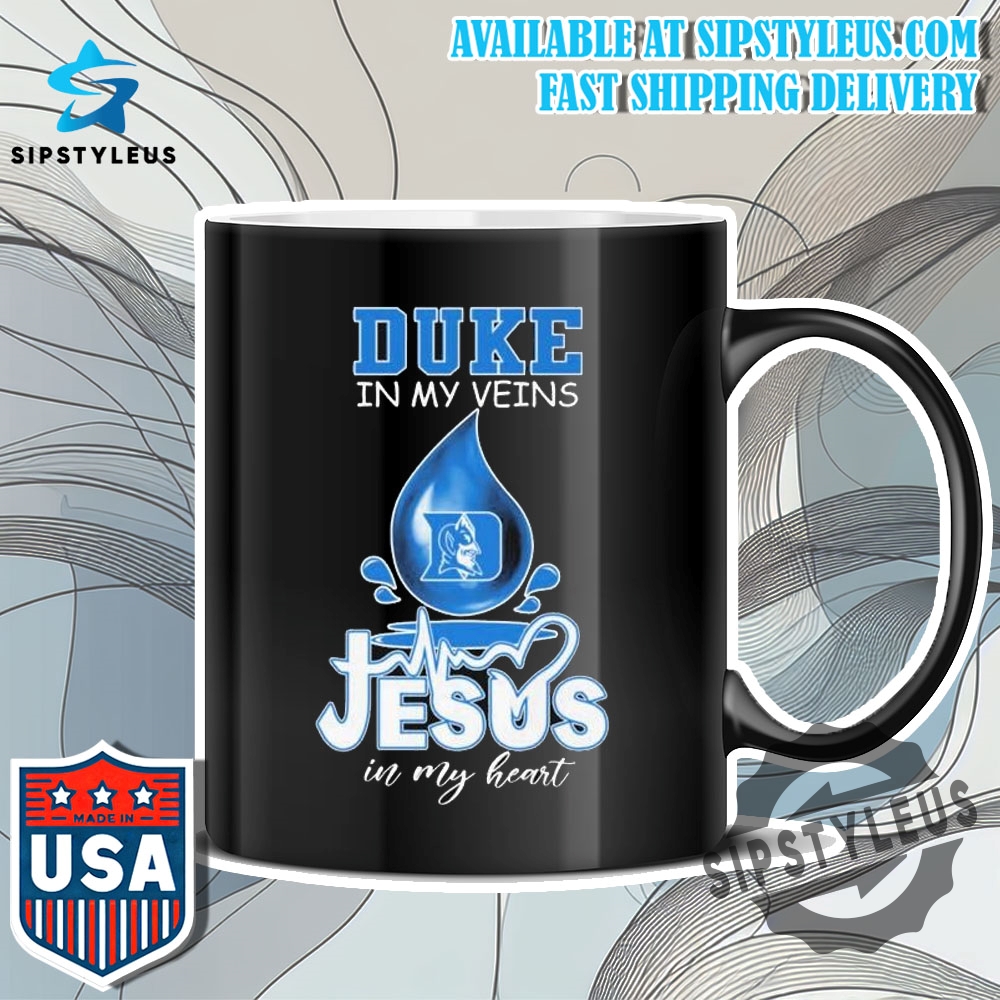 Duke Blue Devils In My Veins Jesus In My Heart T-shirt and Mug 3 Duke Blue Devils In My Veins Jesus In My Heart T-shirt Mug