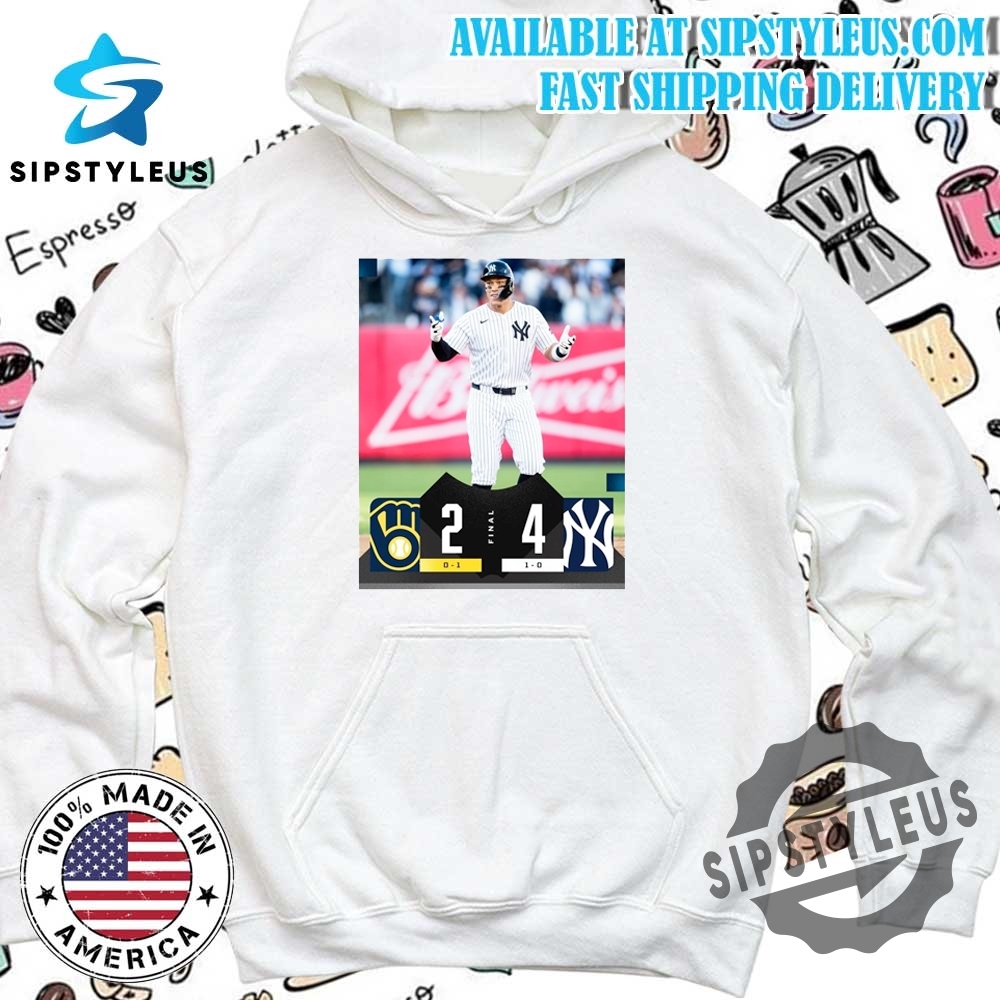 Official Mlb Opening Day 2025 New York Yankees Baseball Win 42 Milwaukee Brewers Final Score Mar 27 Tshirt 4 Official MLB Opening Day 2025 New York Yankees Baseball Win 4-2 Milwaukee Brewers Final Score Mar 27 t-shirt