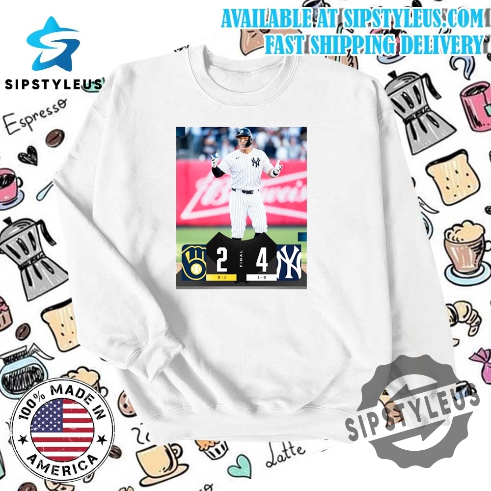 Official Mlb Opening Day 2025 New York Yankees Baseball Win 42 Milwaukee Brewers Final Score Mar 27 Tshirt 5 Official MLB Opening Day 2025 New York Yankees Baseball Win 4-2 Milwaukee Brewers Final Score Mar 27 t-shirt