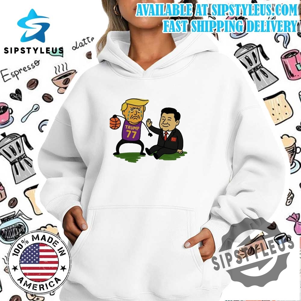 Trump 77 Jersey And Xi Jinping Sitting Beside With A Calm Expression Cartoon Shirt Mug 5 Trump 77 jersey and Xi Jinping sitting beside with a calm expression cartoon shirt mug