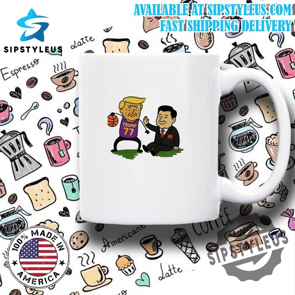 Trump 77 Jersey And Xi Jinping Sitting Beside With A Calm Expression Cartoon Shirt Mug 7 Trump 77 jersey and Xi Jinping sitting beside with a calm expression cartoon shirt mug