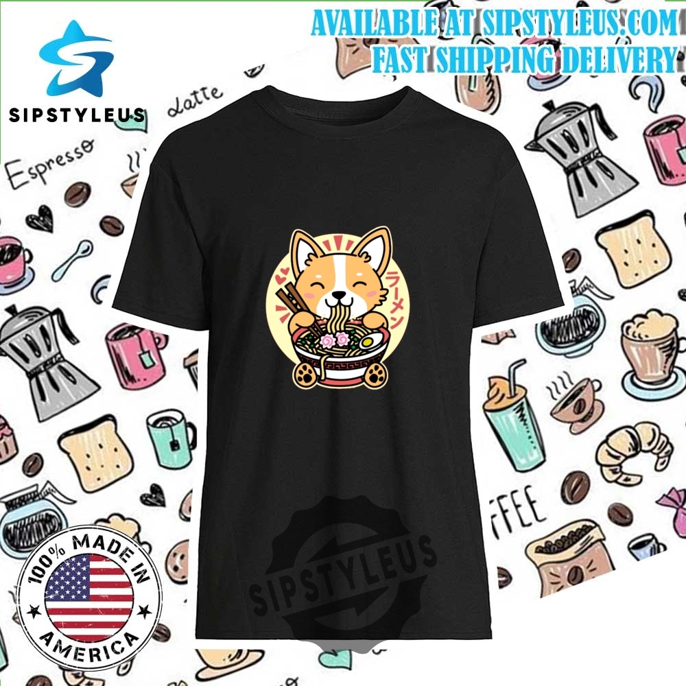 Corgi Eating Noodles T Shirt
