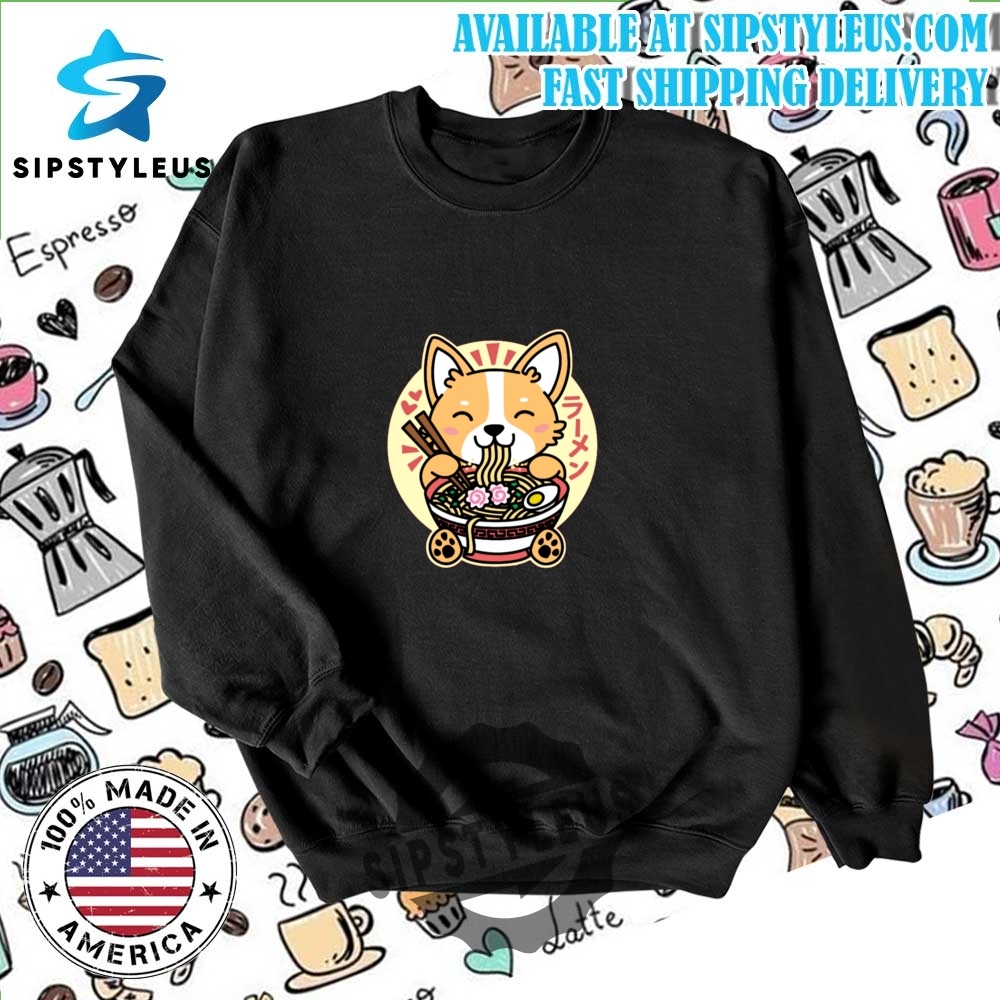 Corgi Eating Noodles T Shirt 6 Corgi Eating Noodles T Shirt