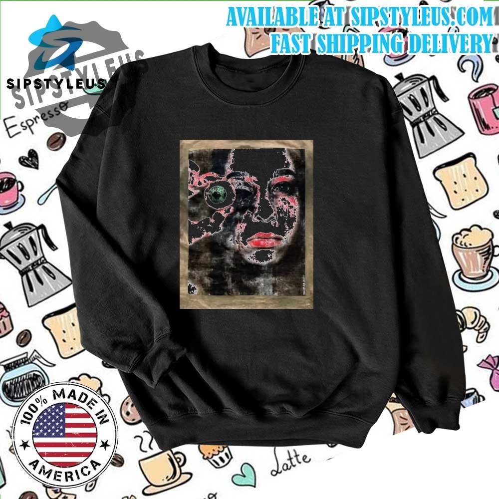 Woman Holding Eye Tee 6 woman holding eye tee