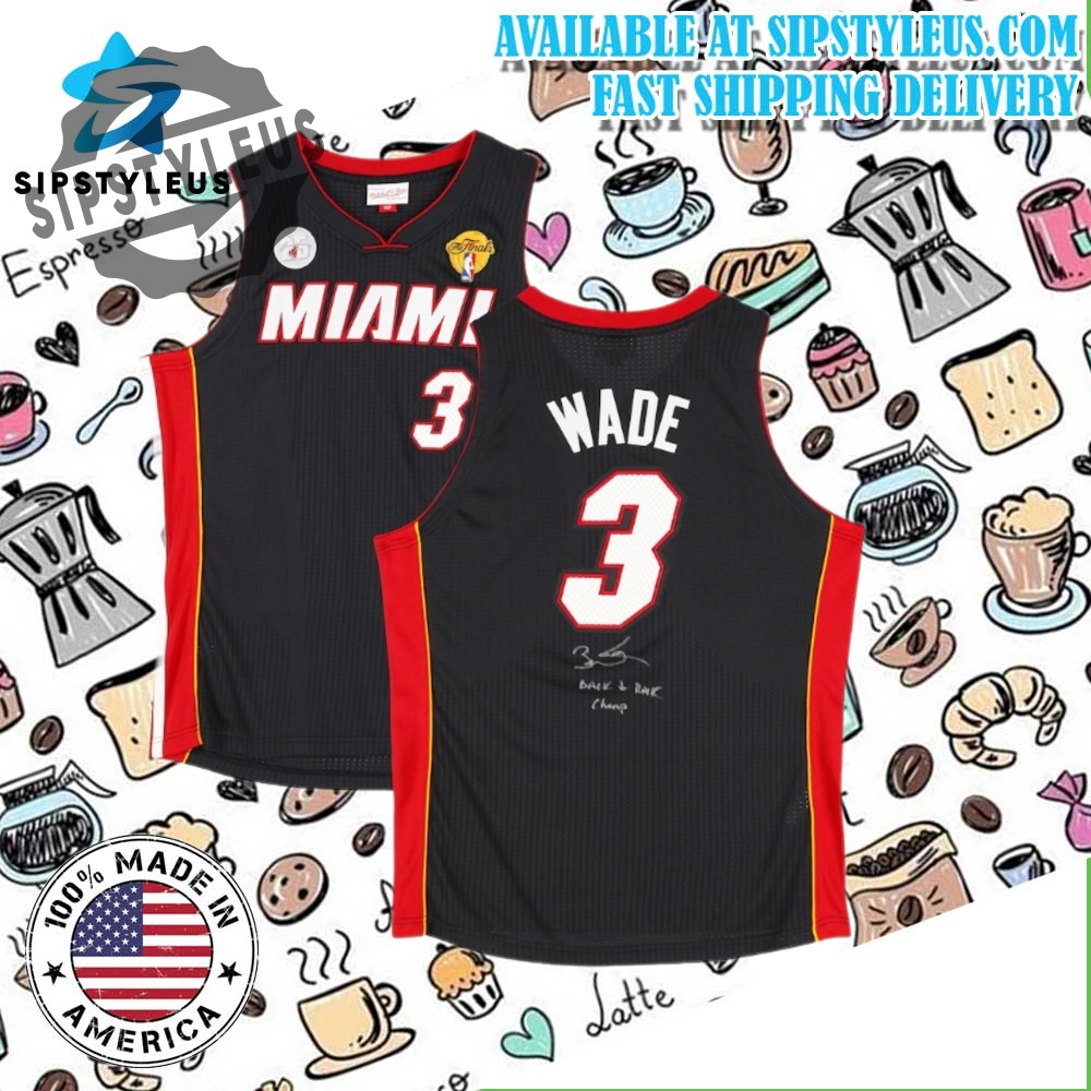 Dwyane Wade Signed Miami Heat Jersey Mitchell Ness Back 2 Back Champ Edition