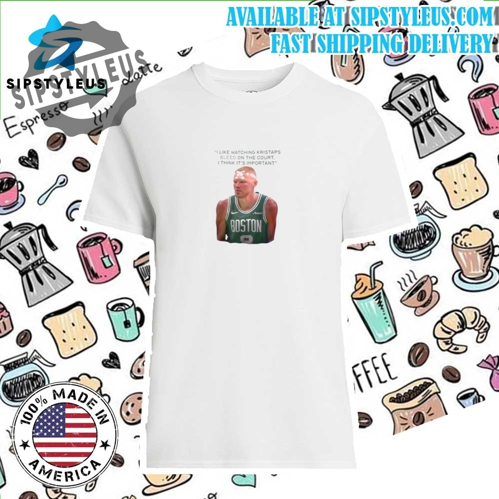 Funny Kristaps Bleed On The Court Shirt Joe Mazzula Inspired Design