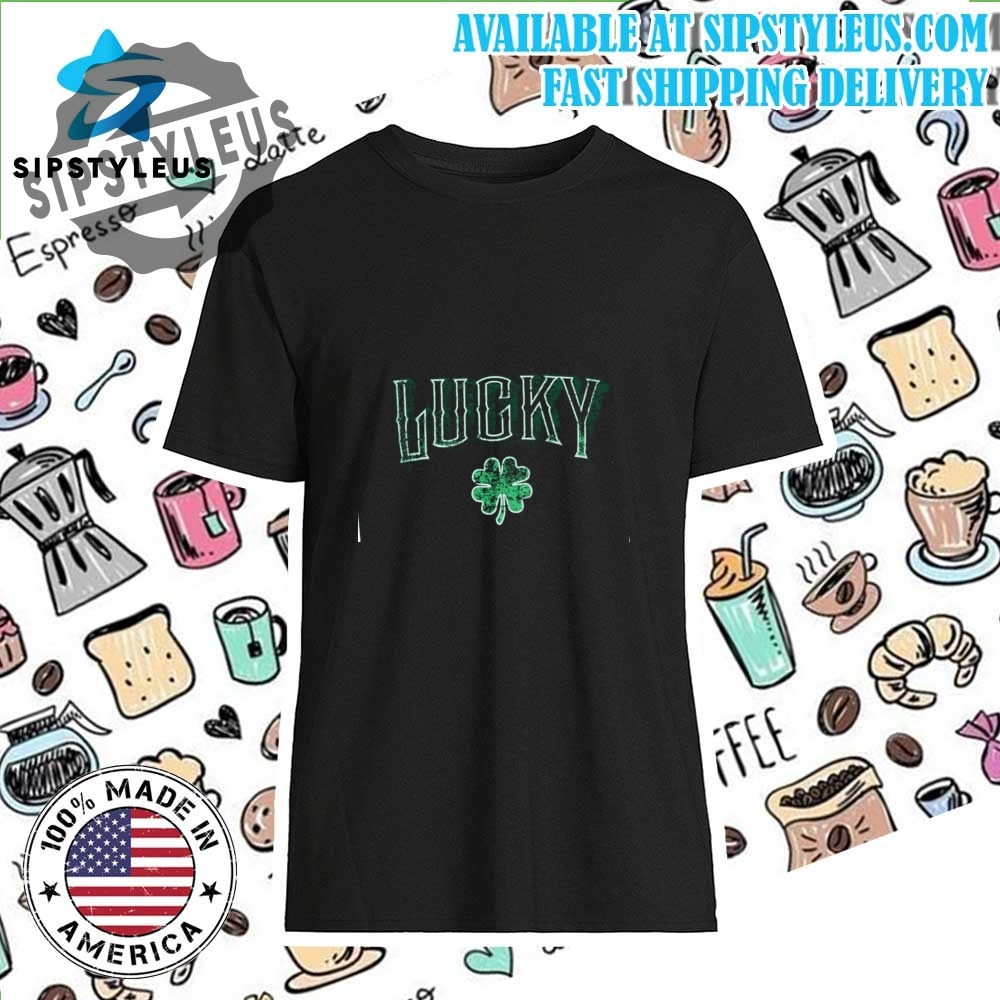 Saint Patricks Lucky Clover Graphic T Shirt