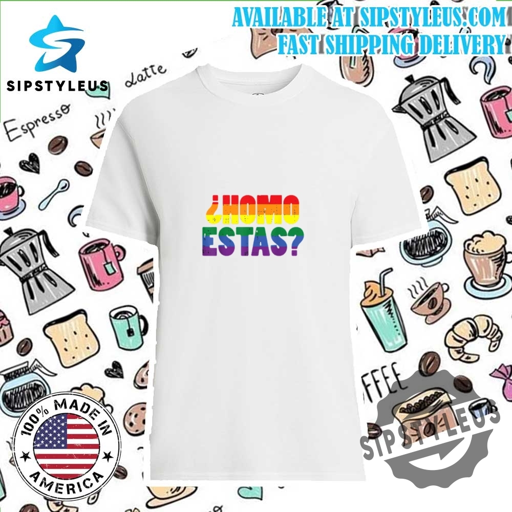 Homo Estas Spanish Mexican Funny Gay Pride Ally Lgbtq Month Womens Tshirt