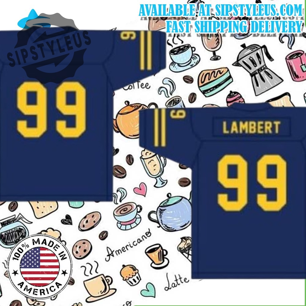 Lambert 99 Sewn Any Name Number Navy Blue Football Jersey