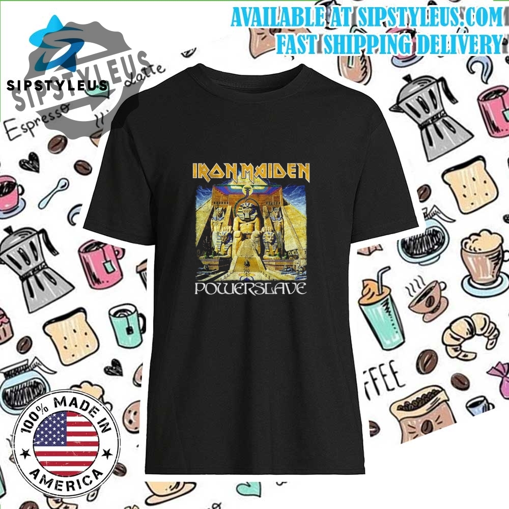 Iron Maiden T Shirt Powerslave World Slavery Tour Official Mens