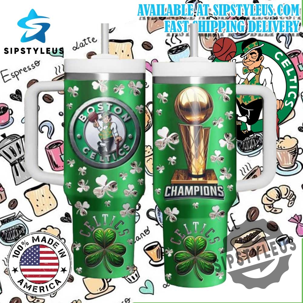 "Shop Personalized Boston Celtics 2023-2024 NBA Champions Tumblers Now" 3 Boston Celtics 20232024 Nba Champions Tumbler Shamrocks And Championship Trophy