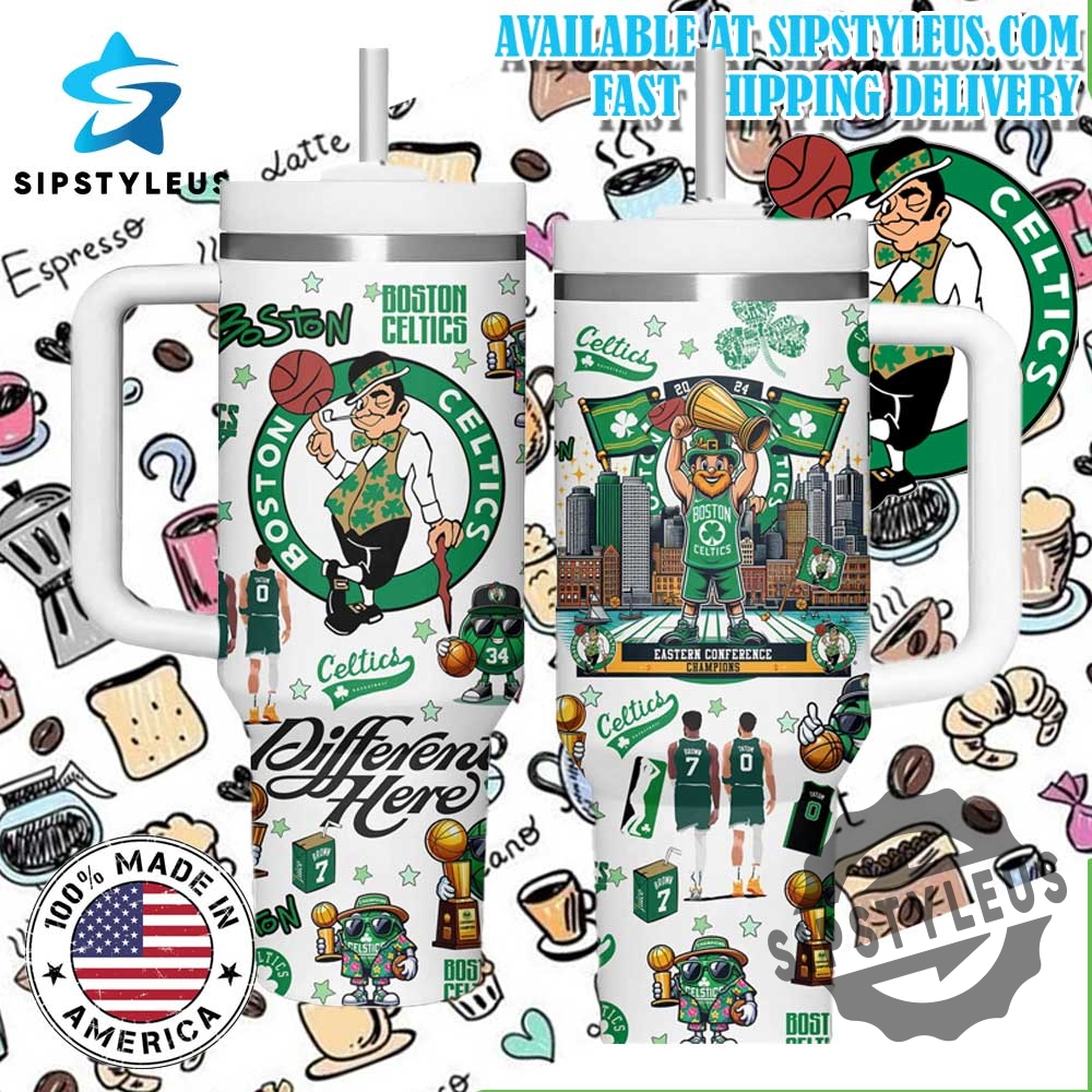 "Shop Personalized Boston Celtics 2023-2024 NBA Champions Tumblers Now" 4 Boston Celtics Eastern Conference Champions Tumbler With Celtics Mascot And Team Graphics