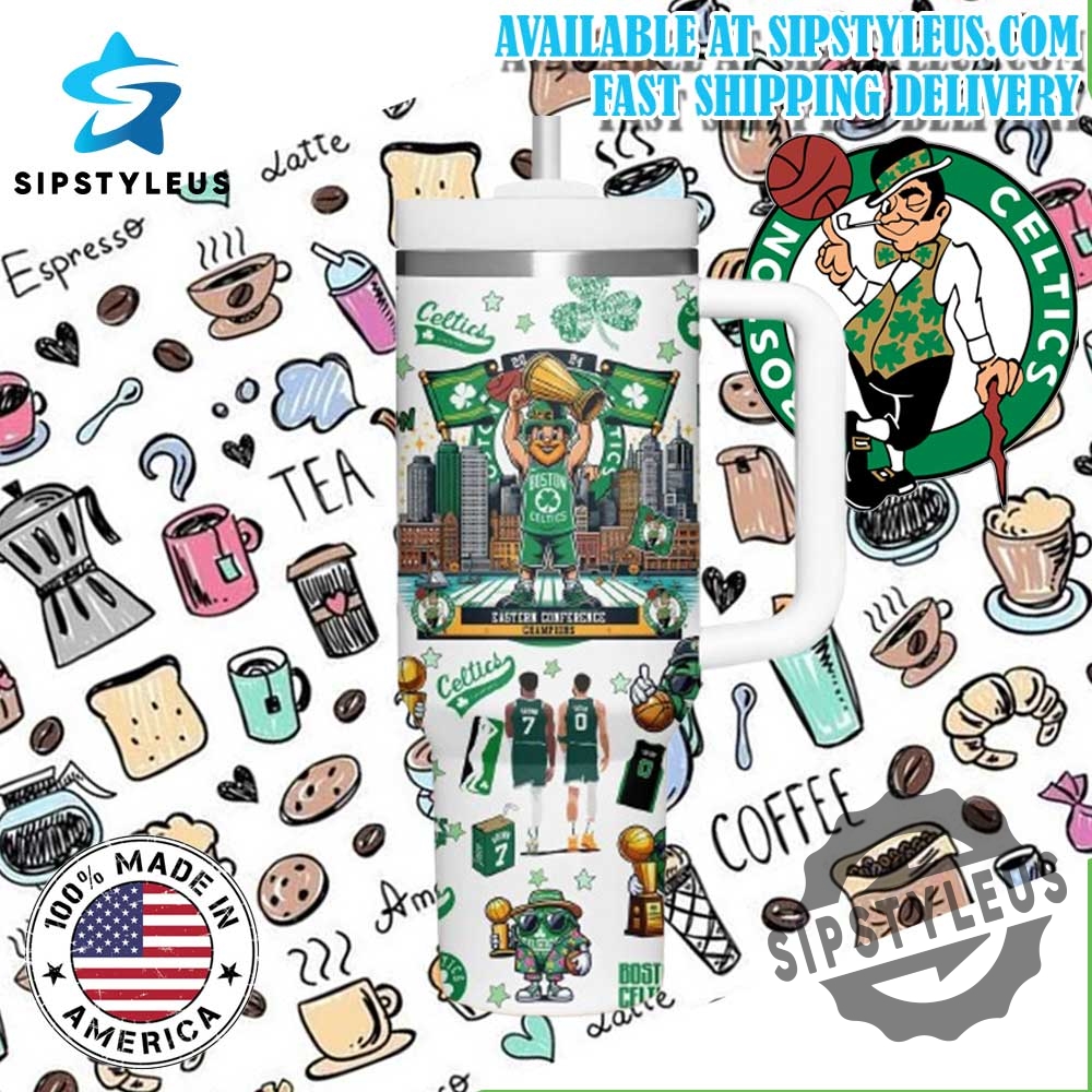 Boston Celtics Eastern Conference Champions Tumbler With Celtics Mascot And Team Graphics 5 Boston Celtics Eastern Conference Champions Tumbler with Celtics Mascot and Team Graphics