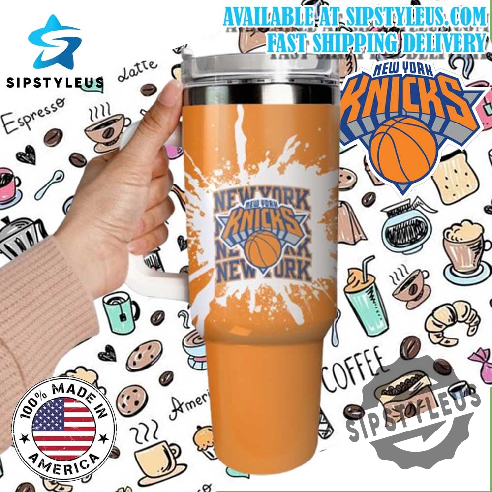 New York Knicks Nba Orange Splash Tumbler Custom Basketball Fan Cup With Team Logo 4 New York Knicks NBA Orange Splash Tumbler – Custom Basketball Fan Cup with Team Logo