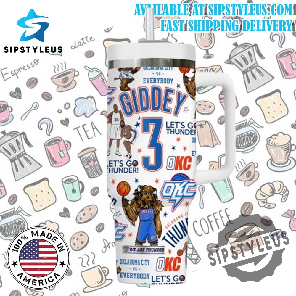 White Okc Thunder Giddey 3 Tumbler Roar Like Thunder Basketball Fan Cup 4 White OKC Thunder Giddey 3 Tumbler – Roar Like Thunder Basketball Fan Cup