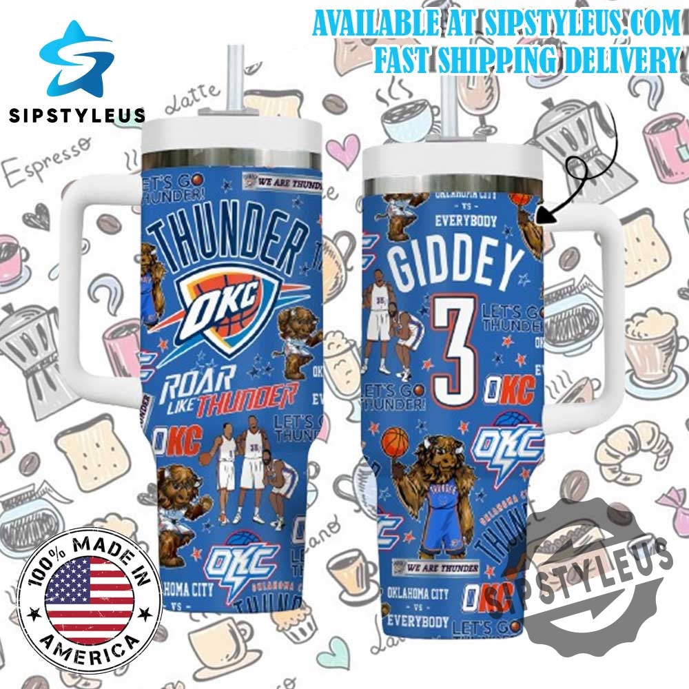 Oklahoma City Thunder Custom Tumbler Personalized Name Number 40 Oz Cup