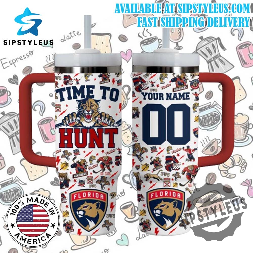 Florida Panthers Custom Tumbler Time To Hunt 40 Oz Hockey Cup